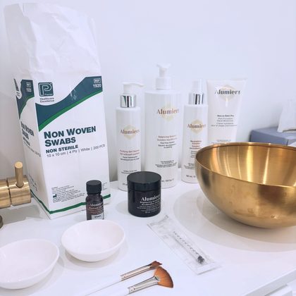 AlumierMD chemical peel set-up at AbbieJaine Aesthetics