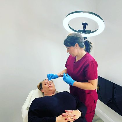 A treatment in progress at AbbieJaine Aesthetics